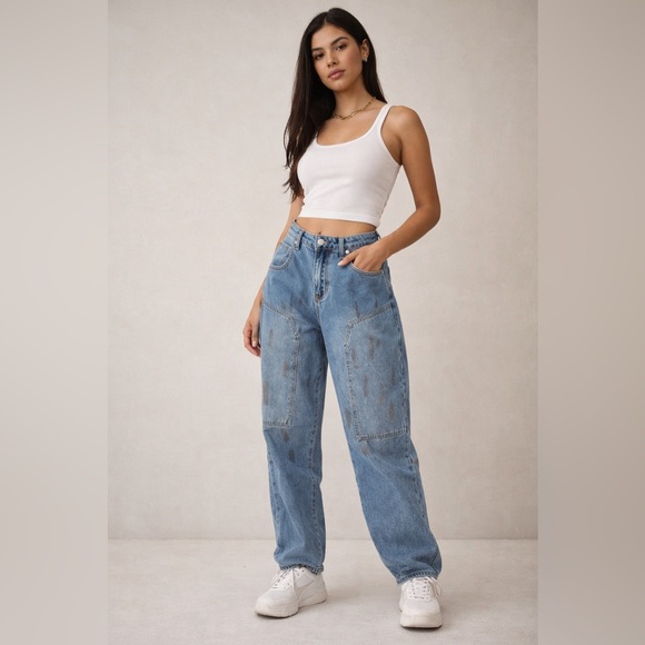 PTCL Ethical Brand Denim - PTCL Ethical Brand High Rise Patch Pocket Jeans Size 27 Blue Denim